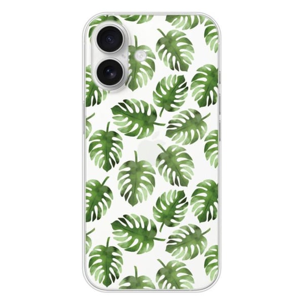 Tryckt silikonfodral som är kompatibelt med Apple iPhone 16 Monstera blad