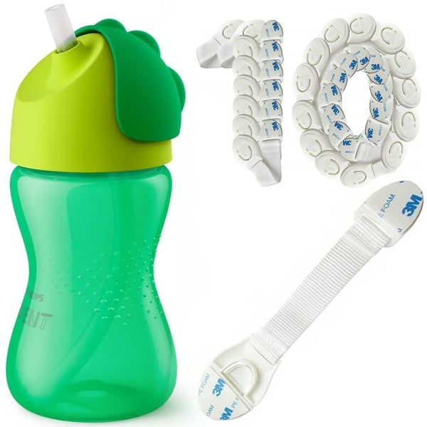 Mugg med mjuk sugrör - Philips Avent - SCF798 02 - 12 månader och uppåt - Läcksäker - 10 dörrstopp.
