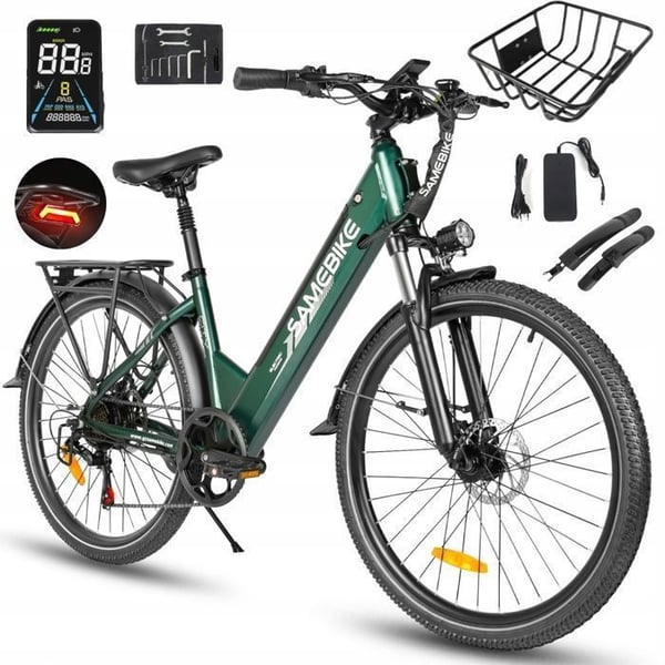 SAMEBIKE - RS-A01 Pro-T - Elcykel - Motor 500W - Batteri 36V 15Ah - Max Hastighed 25km/h - 90KM Rækkevidde - grøn