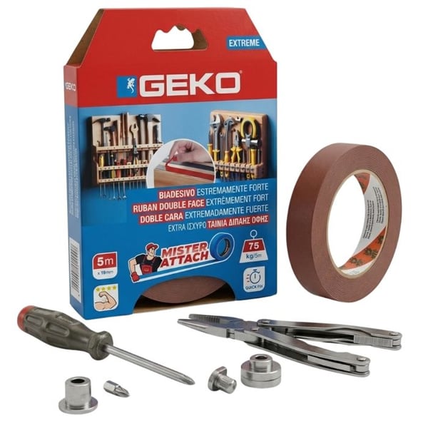 Dubbelhäftande Skumtejp GEKO 19mm x 5M – Ultra Resistenta Vertikal Fäste, Professionell Kvalitet 75 Kg