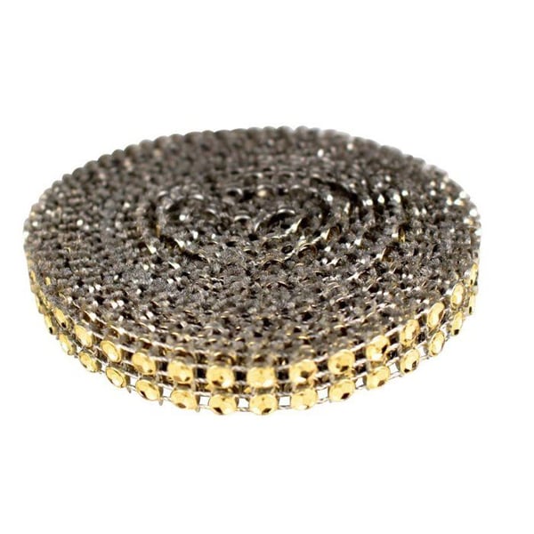 MégaCréa DIY - Rullband med strass 1 cm guld facetterad 3 m