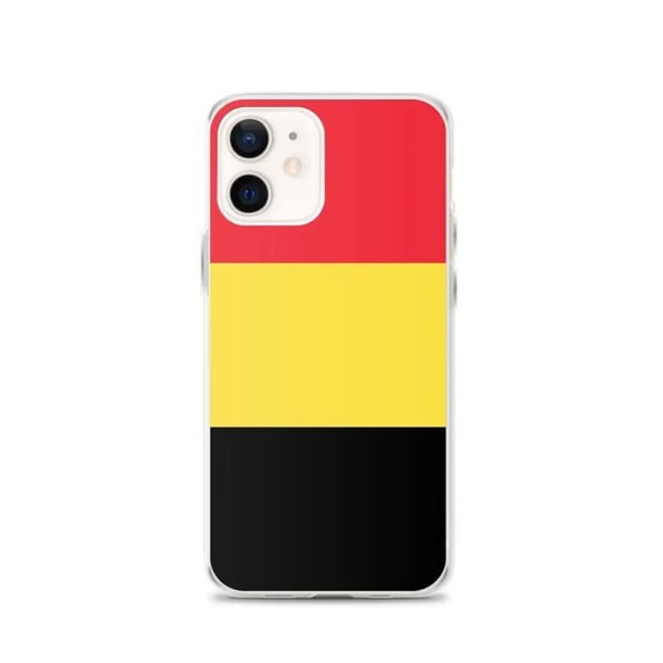 Telefontillbehör – Belgiens flagga – Kompatibel med iPhone 12 – Mjuk fodral – Slitstark och stöt-resistent – Silikon - Pixelforma
