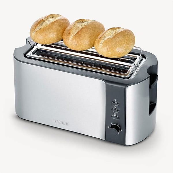 Brödrost - SEVERIN - 2590 - 2 fack - 1400W - borstat rostfritt stål/svart