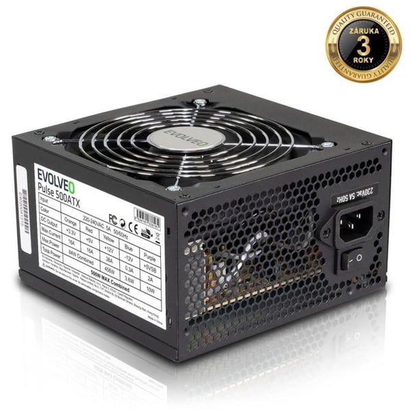 Strömförsörjning för dator - EVOLVEO - Pulse 500W - 500W - Aktiv PFC - Fläkt 120 mm