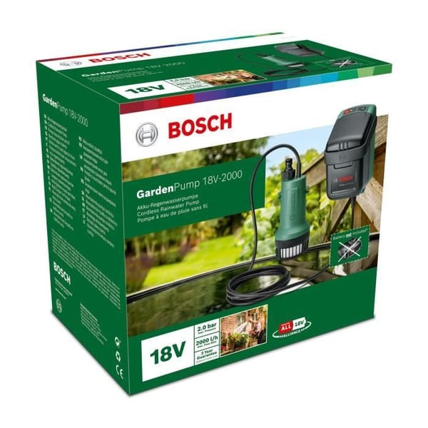 Langaton vesipumppu - Bosch - 06008C4203 - 18V-2000 - Puutarhapumppu - ilman akkua