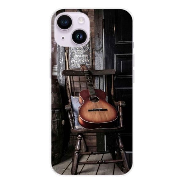 Tryckt silikonfodral som är kompatibelt med Apple iPhone 15 Guitar