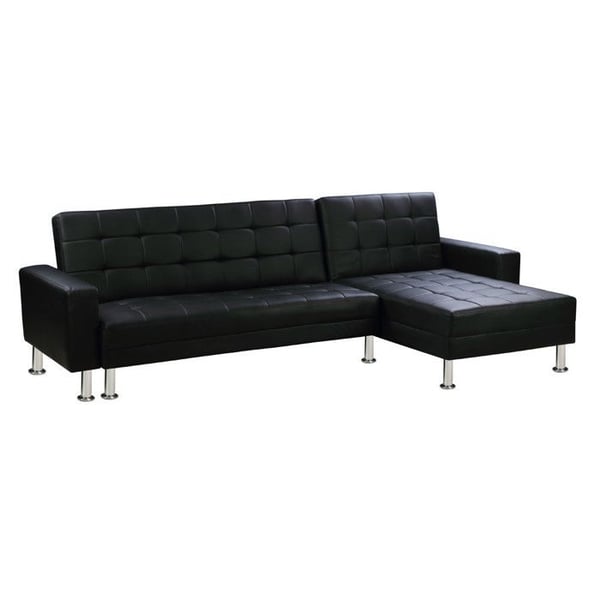 Vinkelsoffa konvertibel och reversibel "Theo" - 260 x 82/144 x 81 cm - 4 platser - Svart