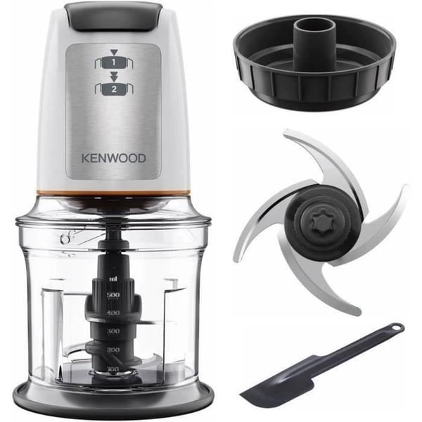 Mini-hakkuri - KENWOOD - CHP61.100WH - 500 W - 0,8 L - 4 ruostumatonta terästä olevaa leikkuuterää - Valkoinen