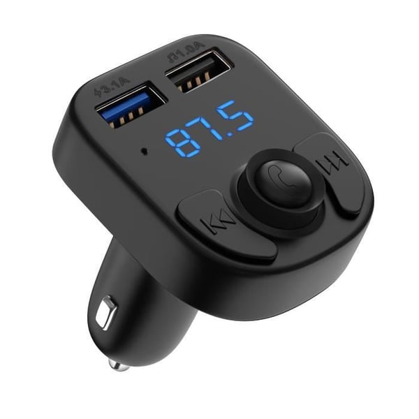 Transmitter Laddare FM Bluetooth 5.0 Adapter Radio Musik Handsfree Samtal 2 USB-portar Bil Cigarettändare Phonillico®