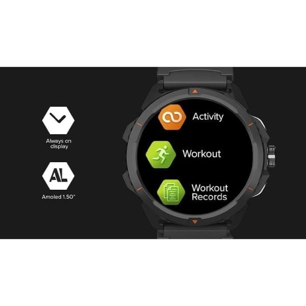 Hammer Watch 2 Smartwatch, AMOLED-skärm med Gorilla Glass, GPS, 530 mAh, upp till 13 dagars batteritid, Sportläge, Integrerad ficklampa