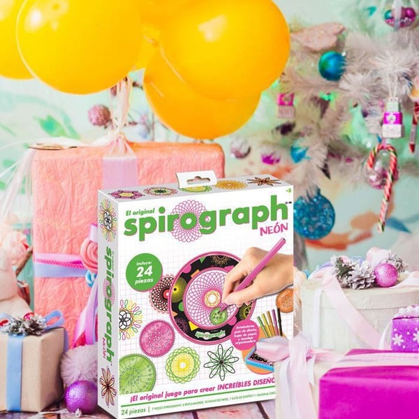 Ritningskit - Spirograph - 24 delar - Neonmarkörer - För barn 8 år och äldre