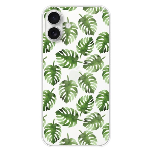 Tryckt silikonfodral som är kompatibelt med Apple iPhone 16 Plus Monstera löv