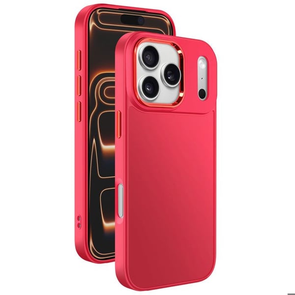 Skyddsfodral för iPhone 17 Pro Max Matt Finish med Metallisk Röd Kamera Kant