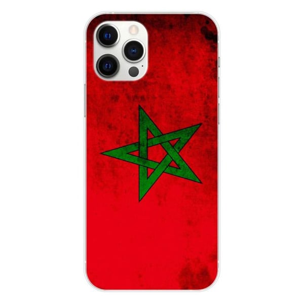 1001Coques - Silikonfodral kompatibelt med Apple iPhone 12 Pro Max - Marockansk flaggmotiv - Originaldesign tryckt i Frankrike
