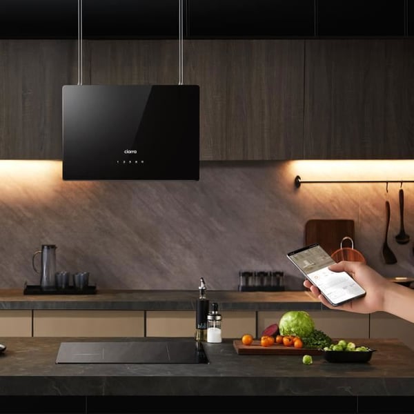 CIARRA A+++ Island Recycling Hood 48cm 700M3/H Wi-Fi & Touch Silent Booster LED-skärm 2st Active Filter Black