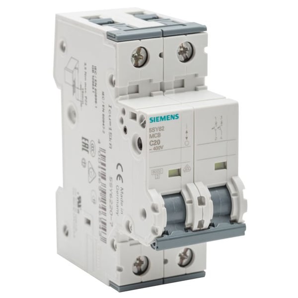 Bipolär strömbrytare - SIEMENS - 20 A - Kurva C - Överspänningsskydd - IP20
