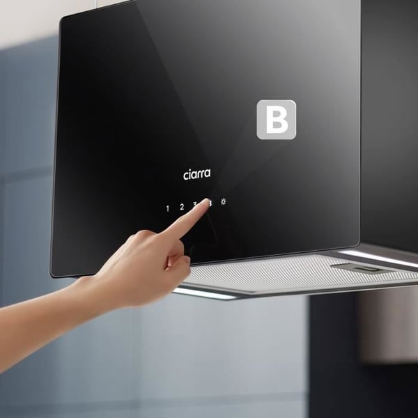 CIARRA A+++ Island Recycling Hood 48cm 700M3/H Wi-Fi & Touch Silent Booster LED-skärm 2st Active Filter Black