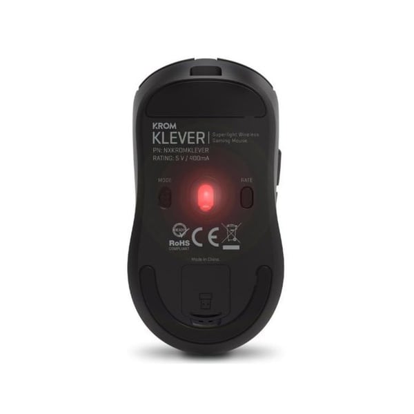 Spelmus - KROM - KLEVER Black - Ultralätt 55g - 10000 DPI - Trådlös 2,4 GHz