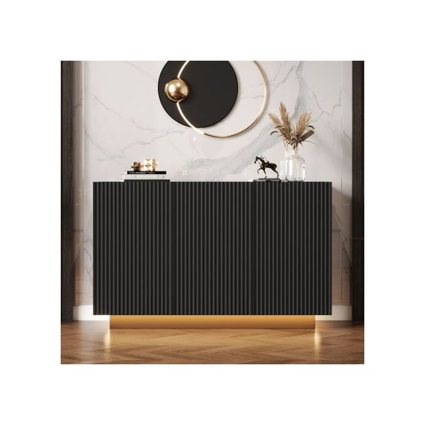 Ruokasalin buffet - MUVOE - Moderni muotoilu - Musta marmori - Bluetooth LED-nauha - Push-to-open ovet