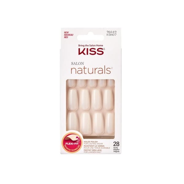 KISS Salon Naturel Modell KSN07 Paket med 28 konstnaglar - färdig manikyr, gelklister och tillbehör ingår