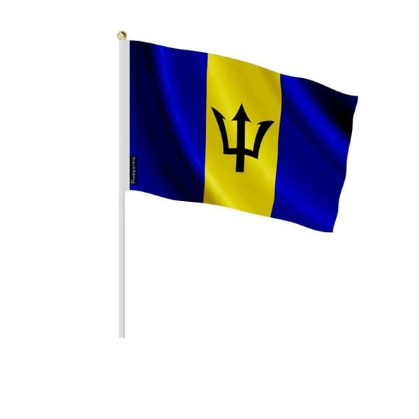 Sats med Mini-Flaggor – Barbados – 14 x 21 cm – Att Hålla i Handen – Polyester - 50 stycken – Pixelforma