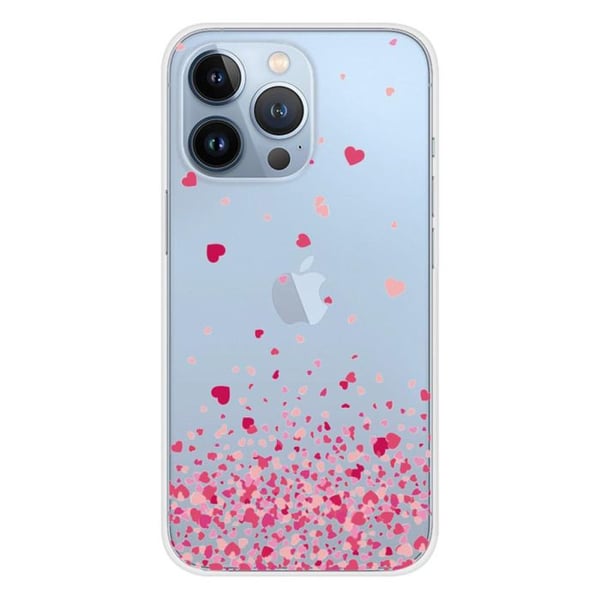 Silicone-fodral - Kompatibel med Apple iPhone 13 Pro - design med rosa hjärtans konfetti