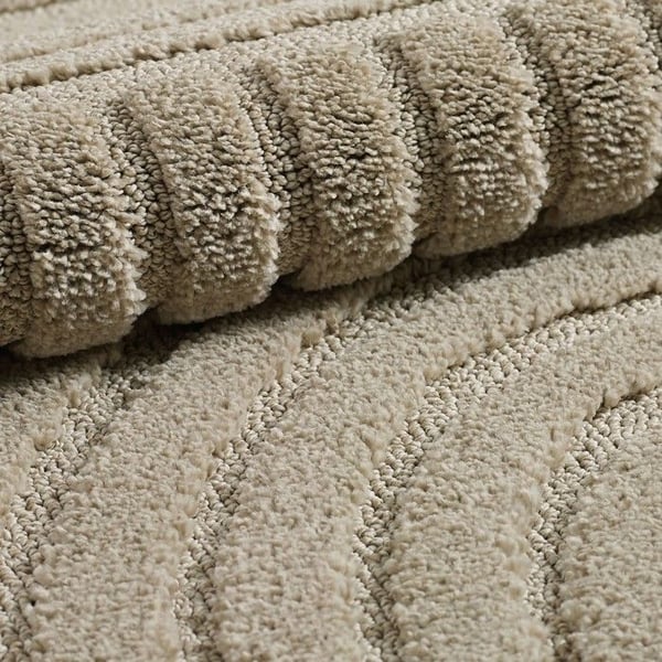 Ayyildiz Modern design matta Beige 120 cm rund långhårig, bohemisk skandinavisk stil, för vardagsrum, baksida i jute