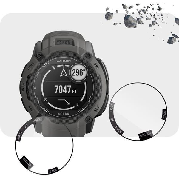Skyddsglas av härdat glas för Garmin Instinct 2X Solar, Vattentålig (2 stycken i förpackningen)
