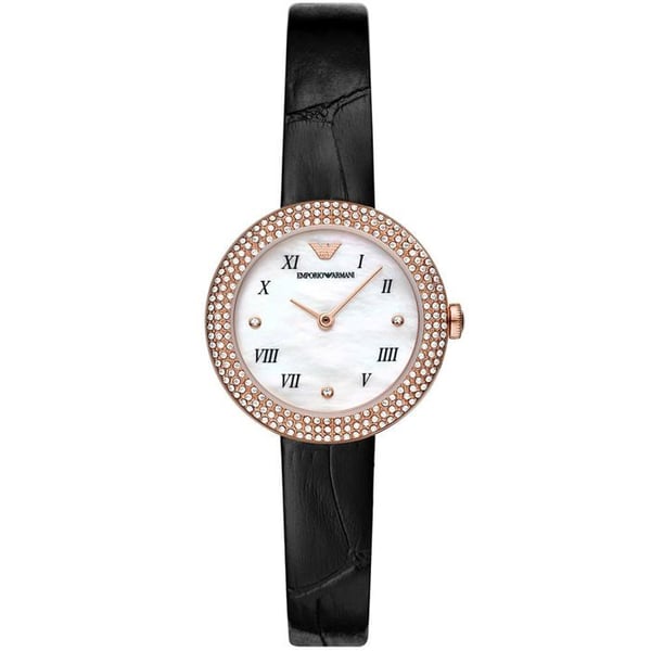 Damklocka - Emporio Armani - AR11356 - Kvarts - Analog - Svart läder