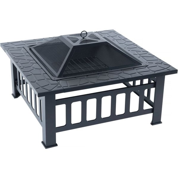 3-i-1 brasero/grill - Svart metall - Galler ingår - 81x81x45 cm
