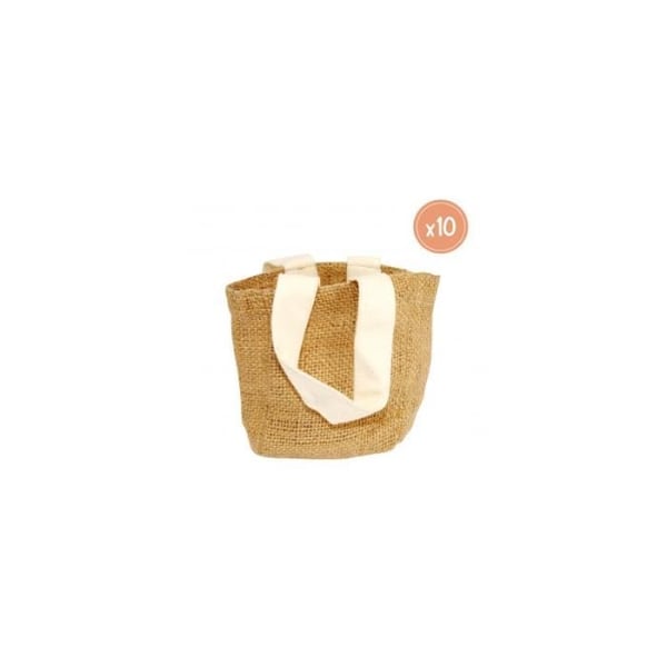 Jutepåsar - Sodertex - Set med 10 - PVC-belagd - 4,5x10x10cm - Naturlig färg