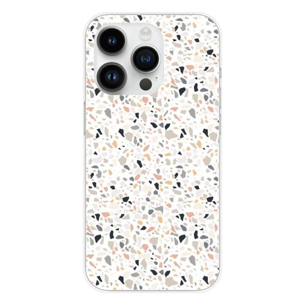 Tryckt silikonfodral som är kompatibelt med Apple iPhone 15 Pro Terrazzo färg