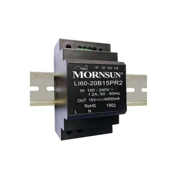 Mornsun Industrial DIN-skena strömförsörjning - enkel utgång - 60 W - 12 V - 4,5 A