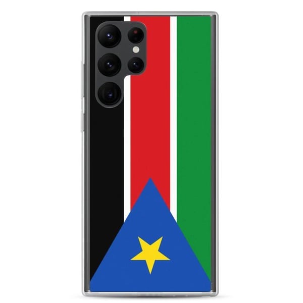 Mobilskal – Sydsudans flagga – Kompatibel med Samsung Galaxy S21 Ultra – Mjuk fodral – Stötsäker och slitstark – Pixelforma