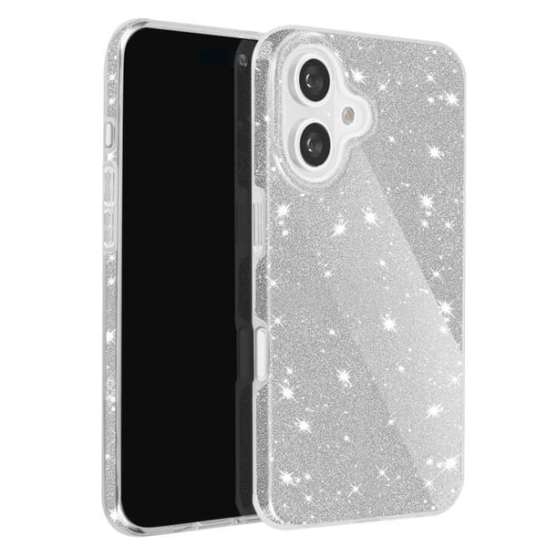 iPhone 16 fodral AVIZAR Silver Glitter - Rep- och stöttålig