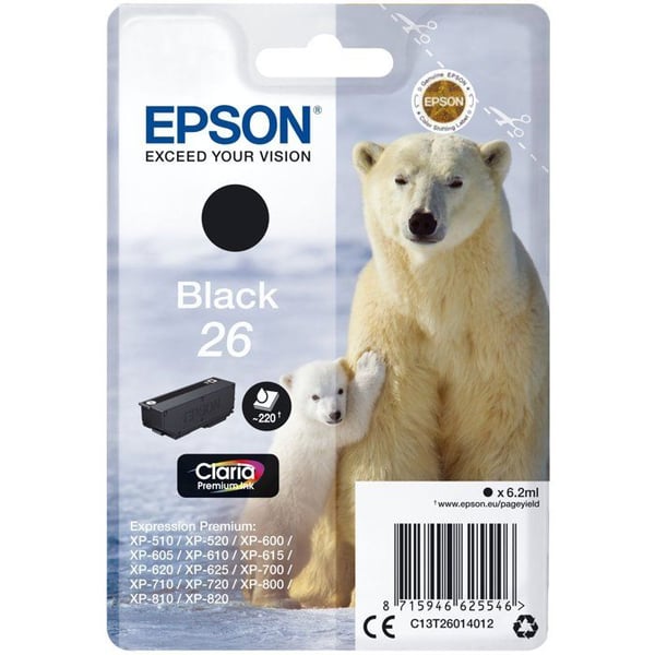 EPSON bläckpatron T2601 svart - isbjörn (C13T26014012)