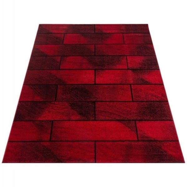 Modern Design Mat vägg i optisk sten korta hår Svart Röd (120x170 cm)