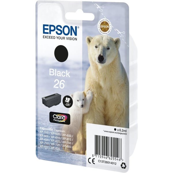 EPSON bläckpatron T2601 svart - isbjörn (C13T26014012)