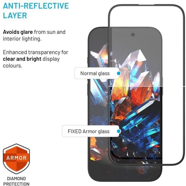 Skyddsglas - FIXED - Armor - iPhone 15 Pro Max - Svart - Repåtsstandig
