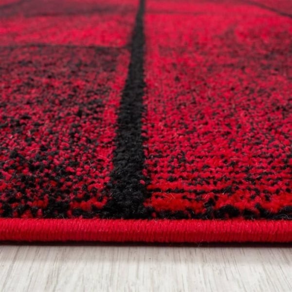 Modern Design Mat vägg i optisk sten korta hår Svart Röd (120x170 cm)