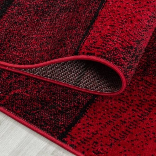 Modern Design Mat vägg i optisk sten korta hår Svart Röd (120x170 cm)