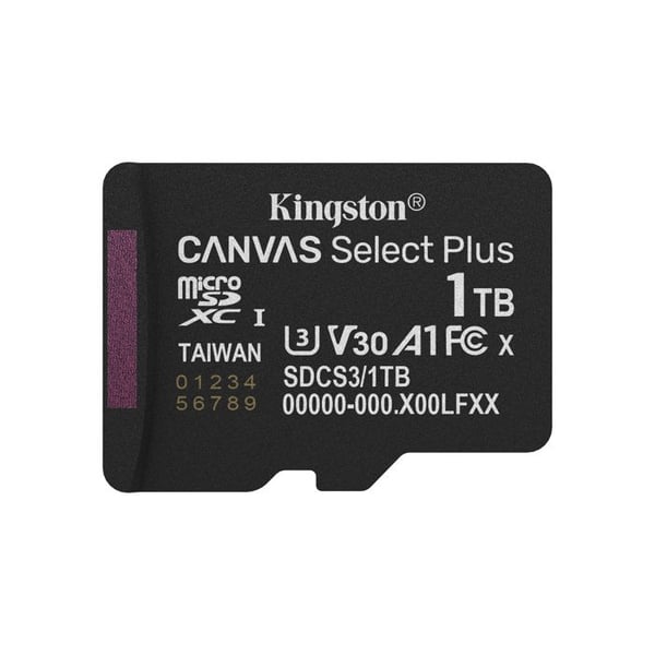 MicroSDXC-kort - KINGSTON - Canvas Select Plus - 1 To - Svart - microSDXC-gränssnitt