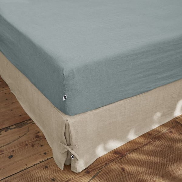 Sänglakan "Soline" alla dimensioner Tvättad lin - Soline Azur - 160 x 200 cm med 30 cm resår