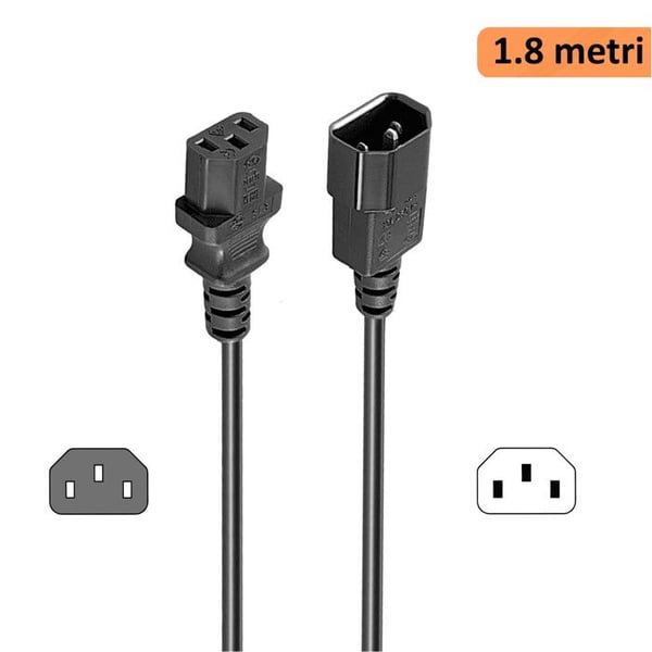 Strömkabel förlängning - EWENT - Ec1913 - VDE C14-C13 - Han/En - 1,8M Svart