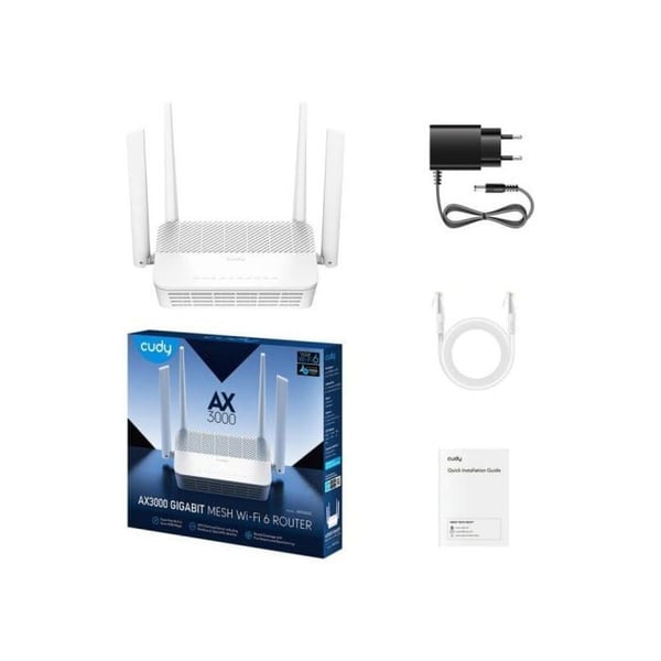 Wi-Fi 6 Reititin - CUDY - WR3000S - AX3000 - 5 Ethernet-porttia - 4 antennia - MU-MIMO
