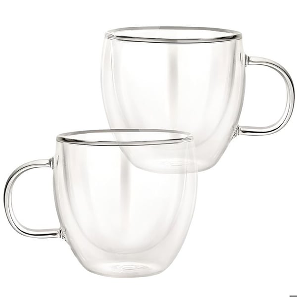 Lot 2 Glas med Dubbelväggshandtag 250ml i Borosilikatglas Cheffinger Transparent