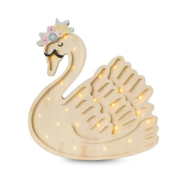 Bordslampa LED - Svan - Naturlig furu - H36 cm - Inbyggd LED