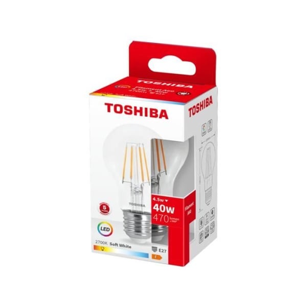 Ampull LED med filament A60 E27 4.5W 2700K TOSHIBA