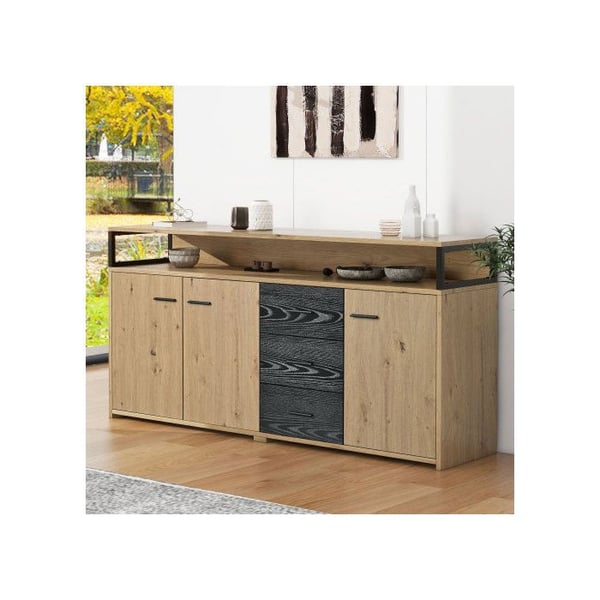 Buffet - MUVOE - 150x35x75.9 cm - 3 skuffer - 3 døre - Brun