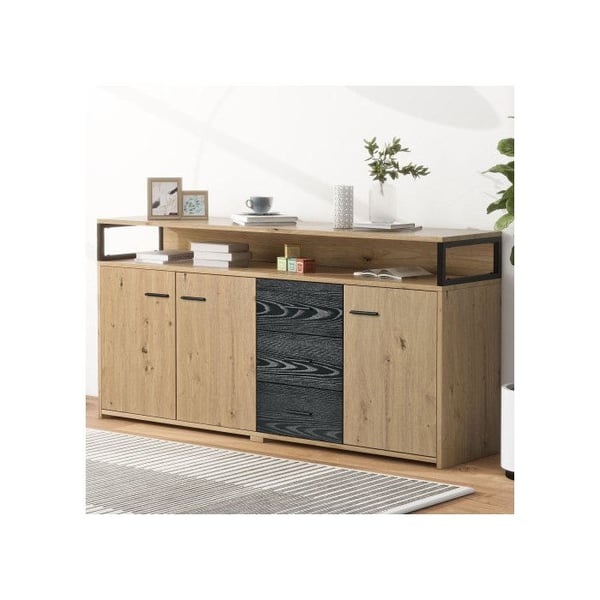 Buffet - MUVOE - 150x35x75.9 cm - 3 skuffer - 3 døre - Brun